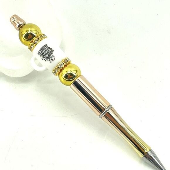 I craft therefore I hoard coffee mug cup pen handmade NEW bling rhinestone gold - Picture 1 of 8